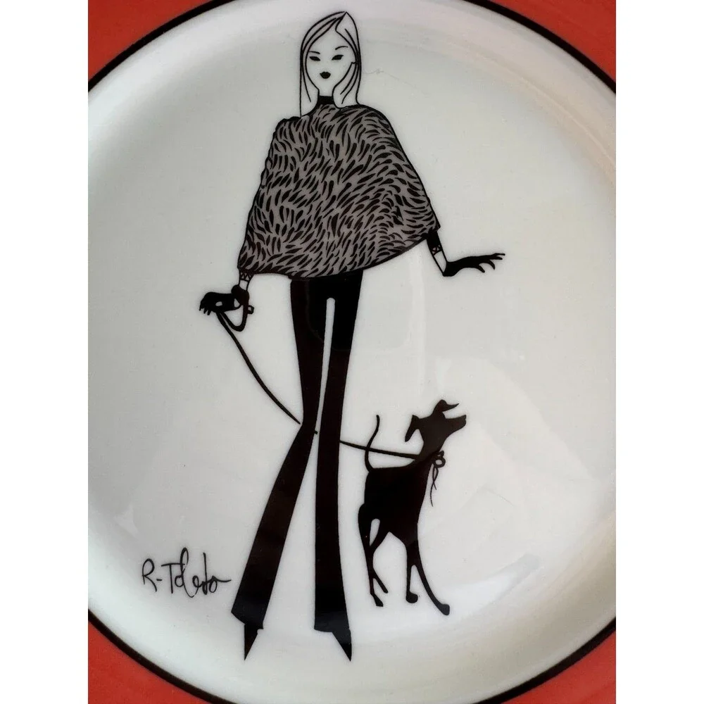 Ruben Toledo Nordstrom Designer Limited Ed 2002 Set 4 Orange Fashion Plates